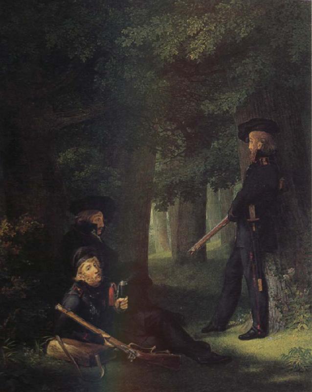 Georg Friedrich Kersting Theodor Korner,Friedrich Friesen and Heinrich Hartmann on Picket Duty Sweden oil painting art